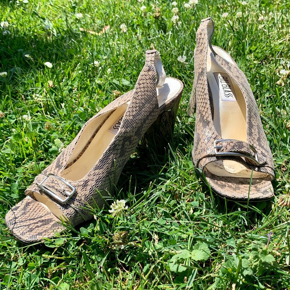 Bill Blass leather, snake print, sling-backs, 8 - Picture 11 of 16
